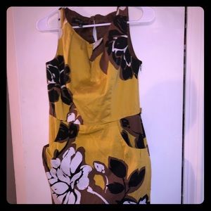 Yellow & brown dress with pockets
